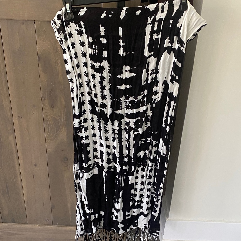 Apt. 9 Black and White Tie-Dye Fringe Scarf Wrap